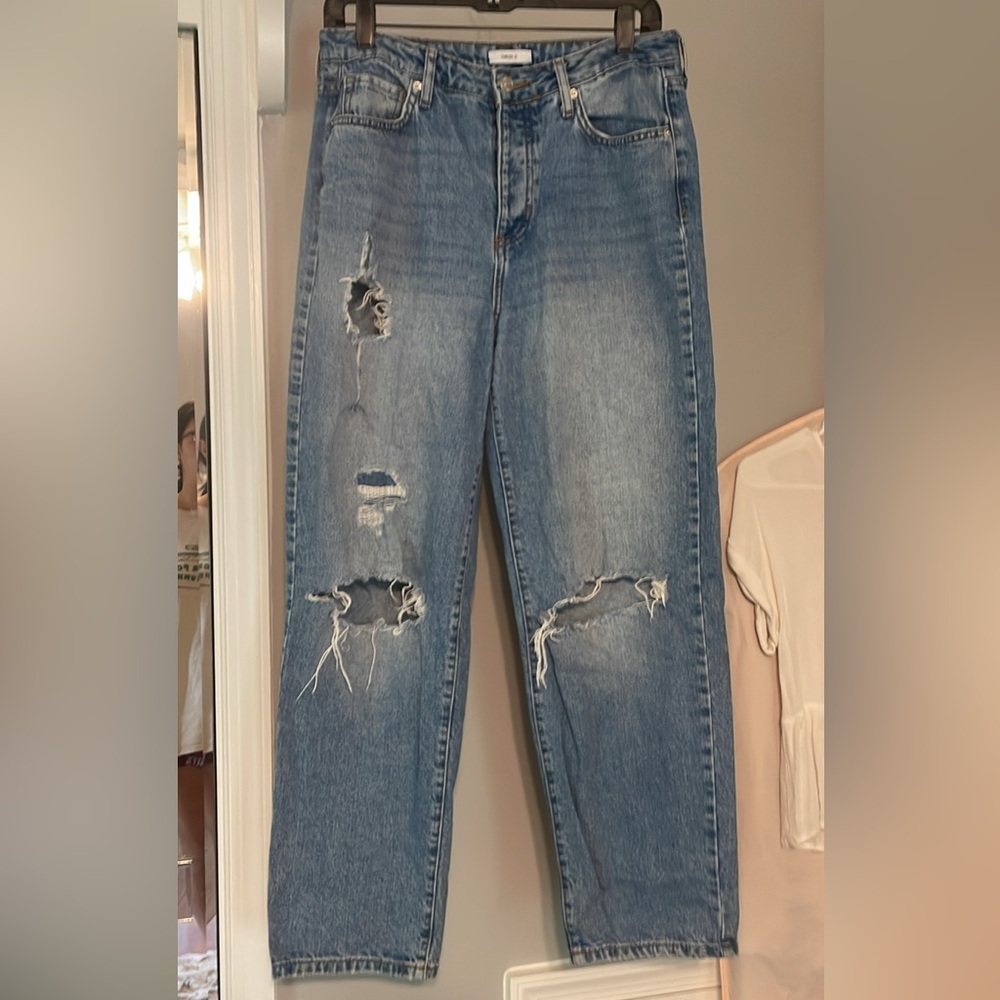 Forever 21 Blue Boyfriend Jeans with Distressed Details